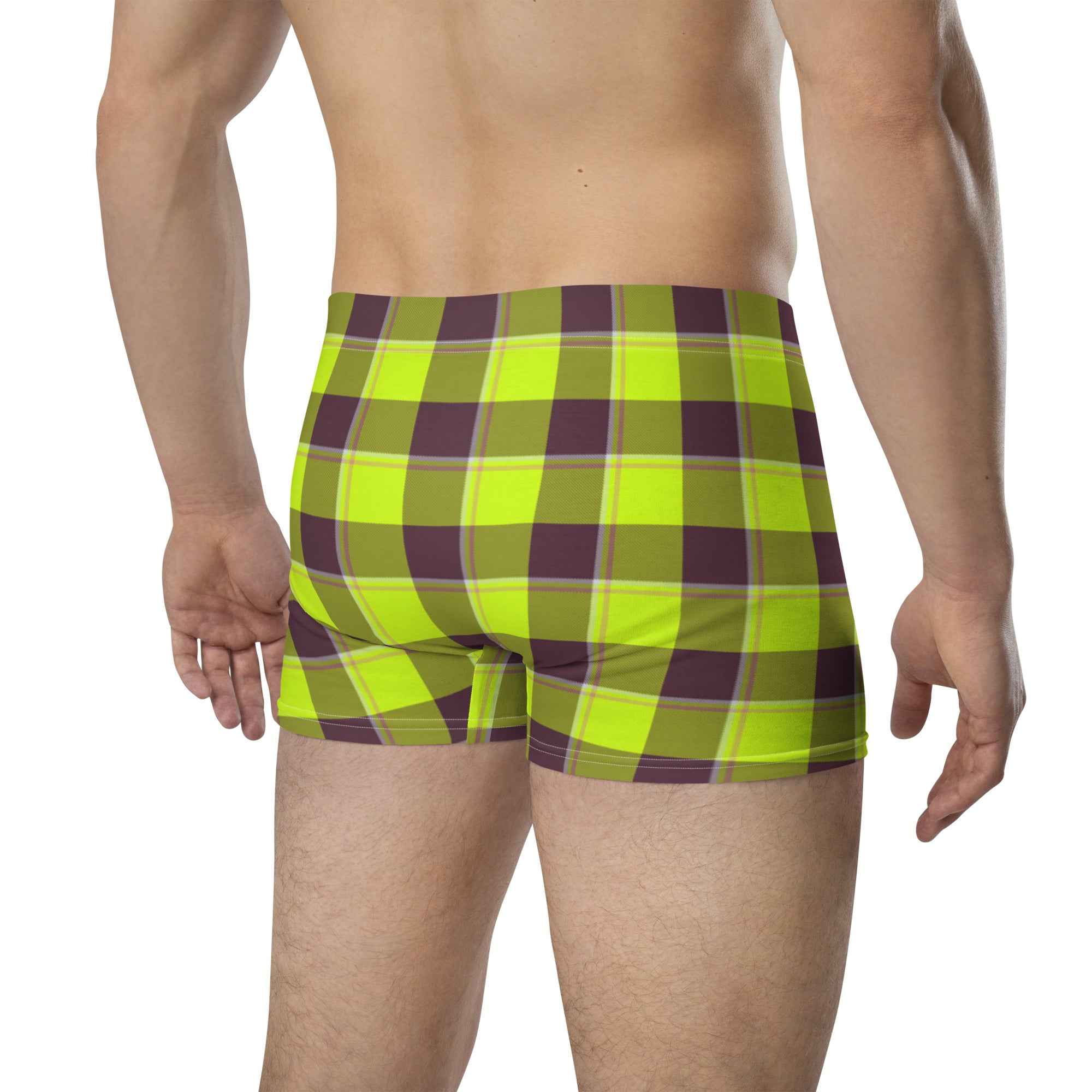 Electric Lime and Livid Brown Plaid Boxer Briefs - Scottish Squares