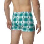 Boxer Briefs Cervical Cancer Awareness Plaid, Teal Ribbon, Supportive Gift - Scottish Squares