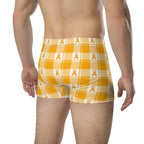Boxer Briefs Kidney Cancer Awareness Plaid, Orange Ribbon, Supportive Gift - Scottish Squares