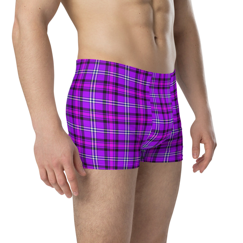 Electric Violet and Fuchsia Plaid Boxer Briefs - Scottish Squares