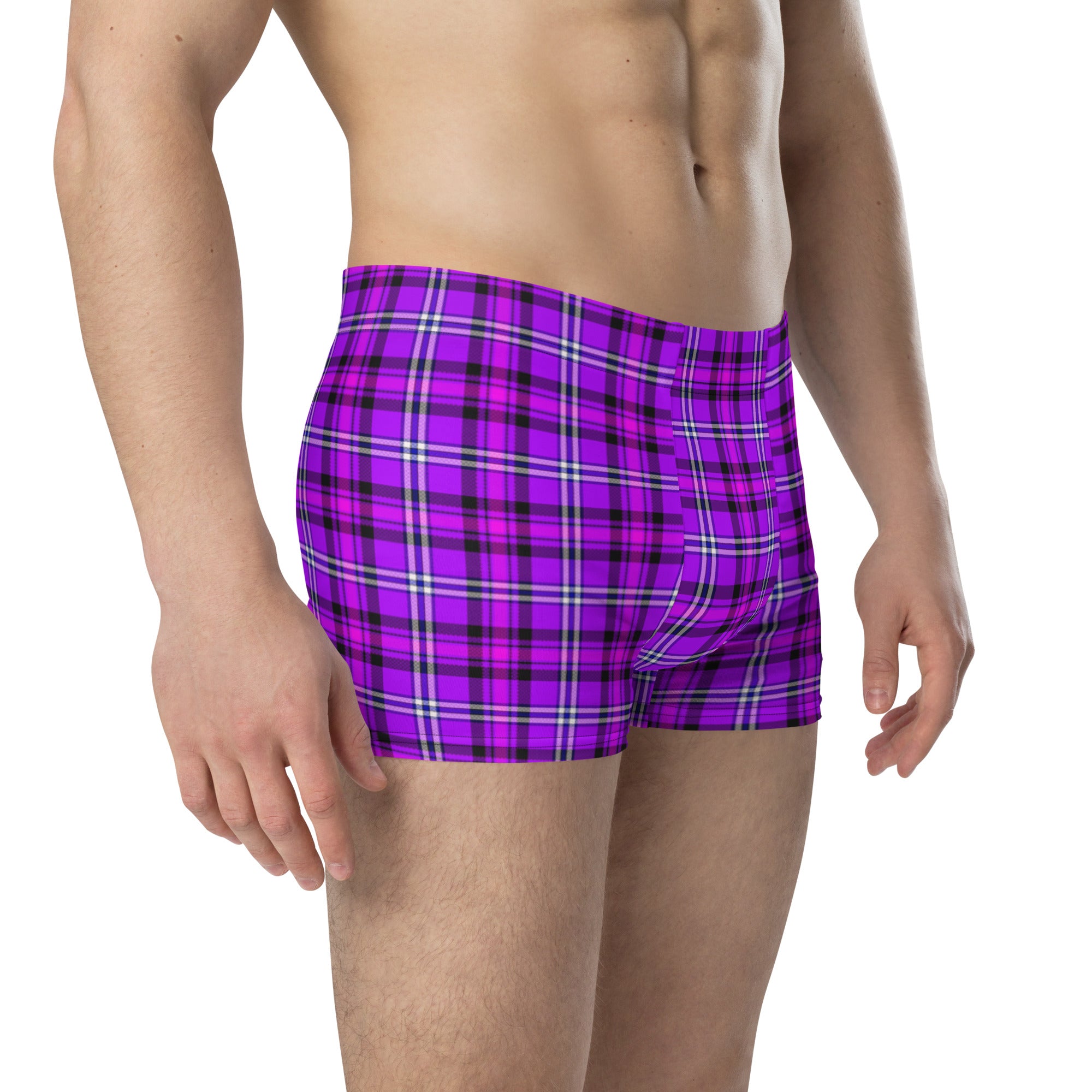 Electric Violet and Fuchsia Plaid Boxer Briefs - Scottish Squares