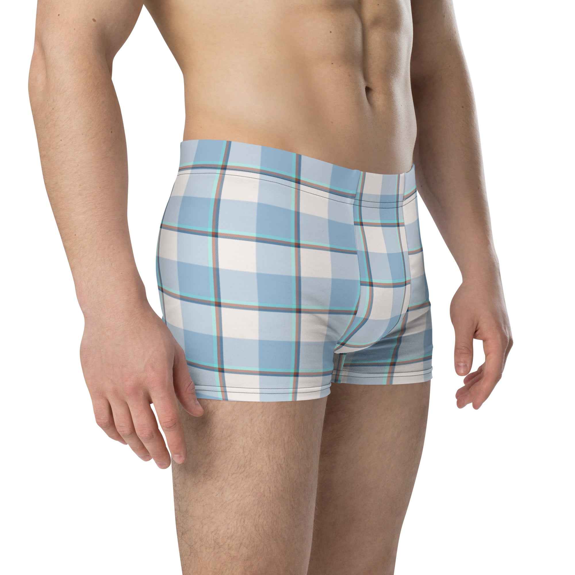 Pink Cloud and Blue Lagoon Plaid Boxer Briefs - Scottish Squares