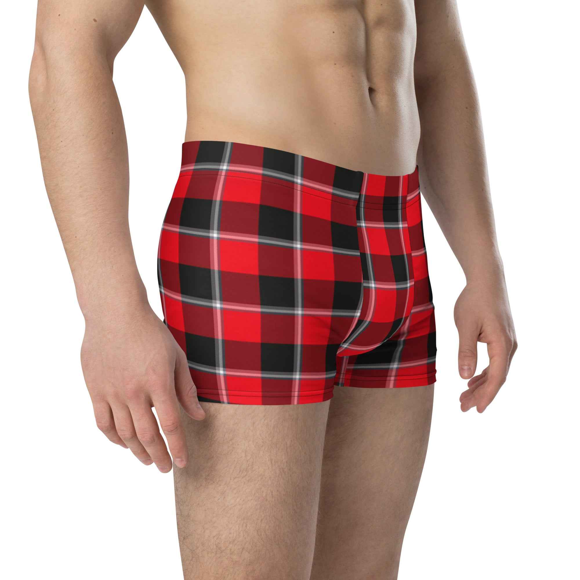 Red Ribbon and Heavy Metal Plaid Boxer Briefs - Scottish Squares