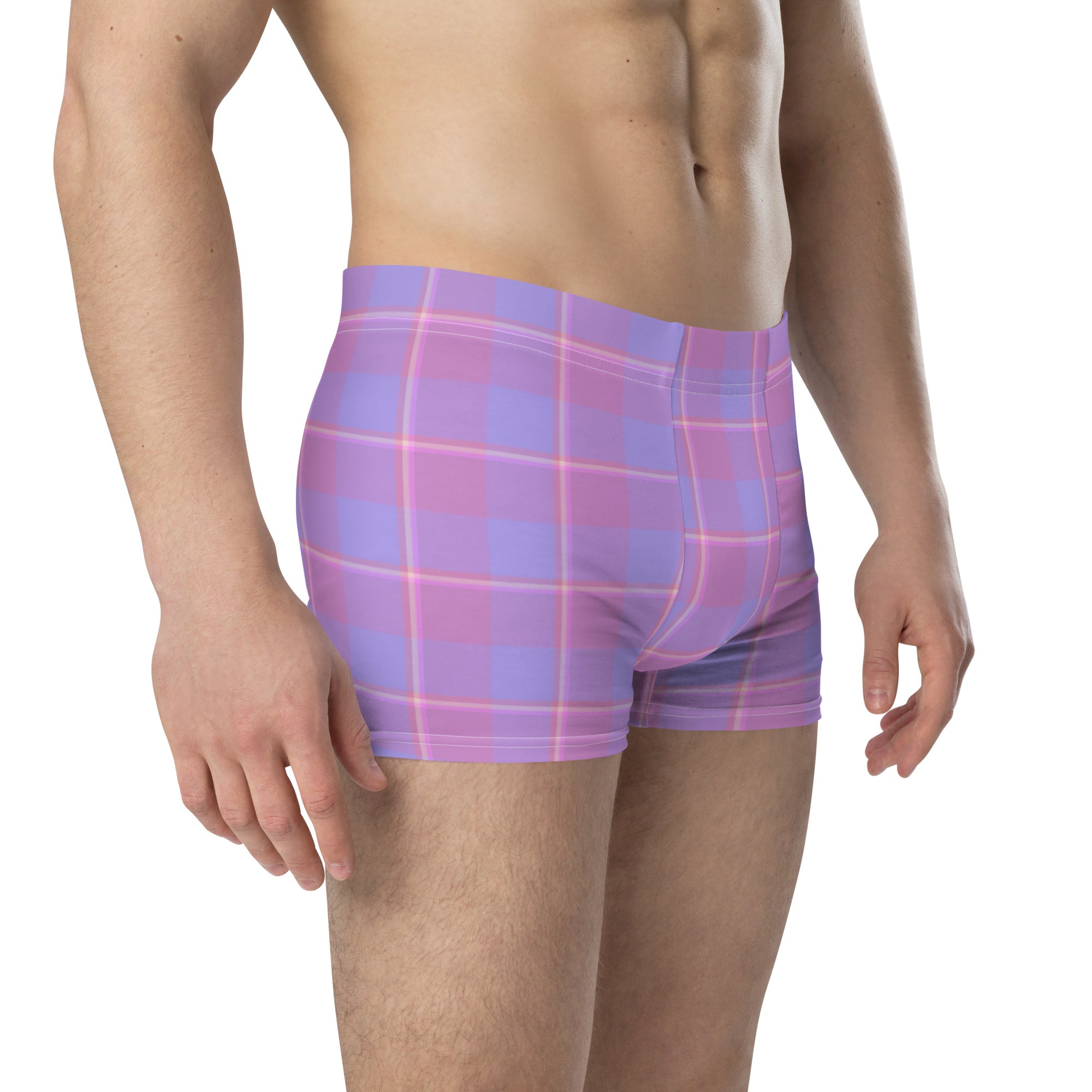 Viola and Dull Lavender Plaid Boxer Briefs - Scottish Squares