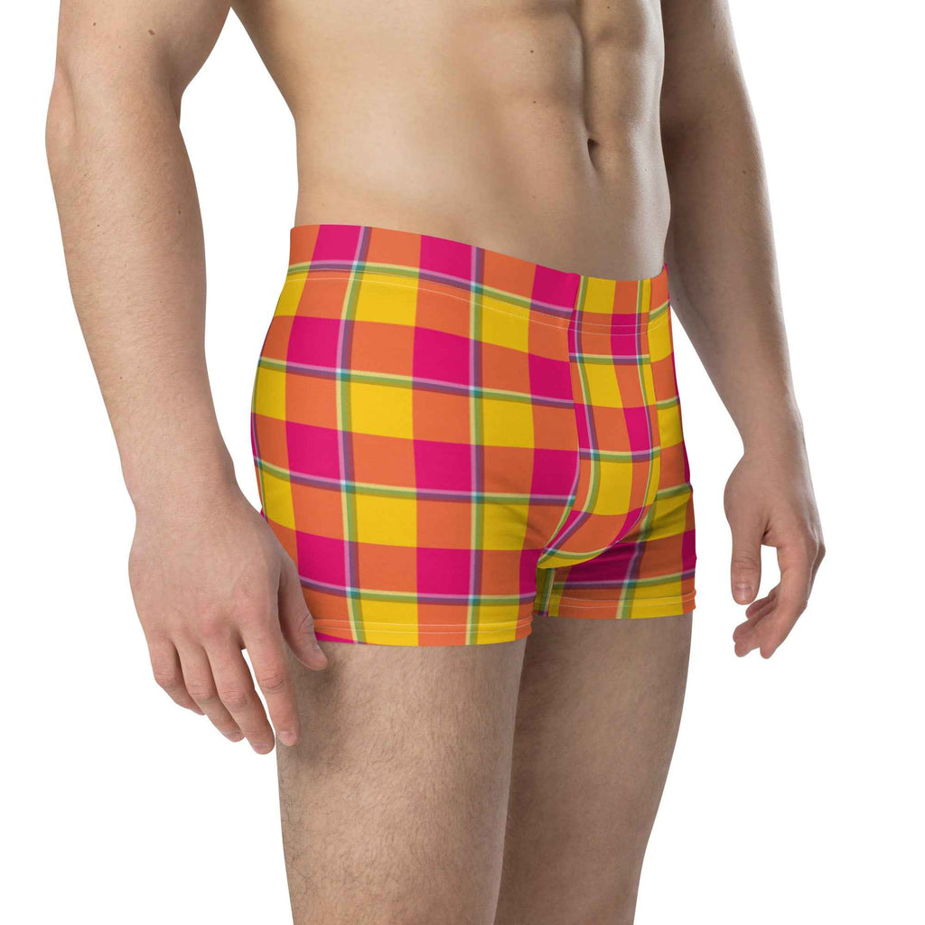 Corn and Razzmatazz Plaid Boxer Briefs - Scottish Squares