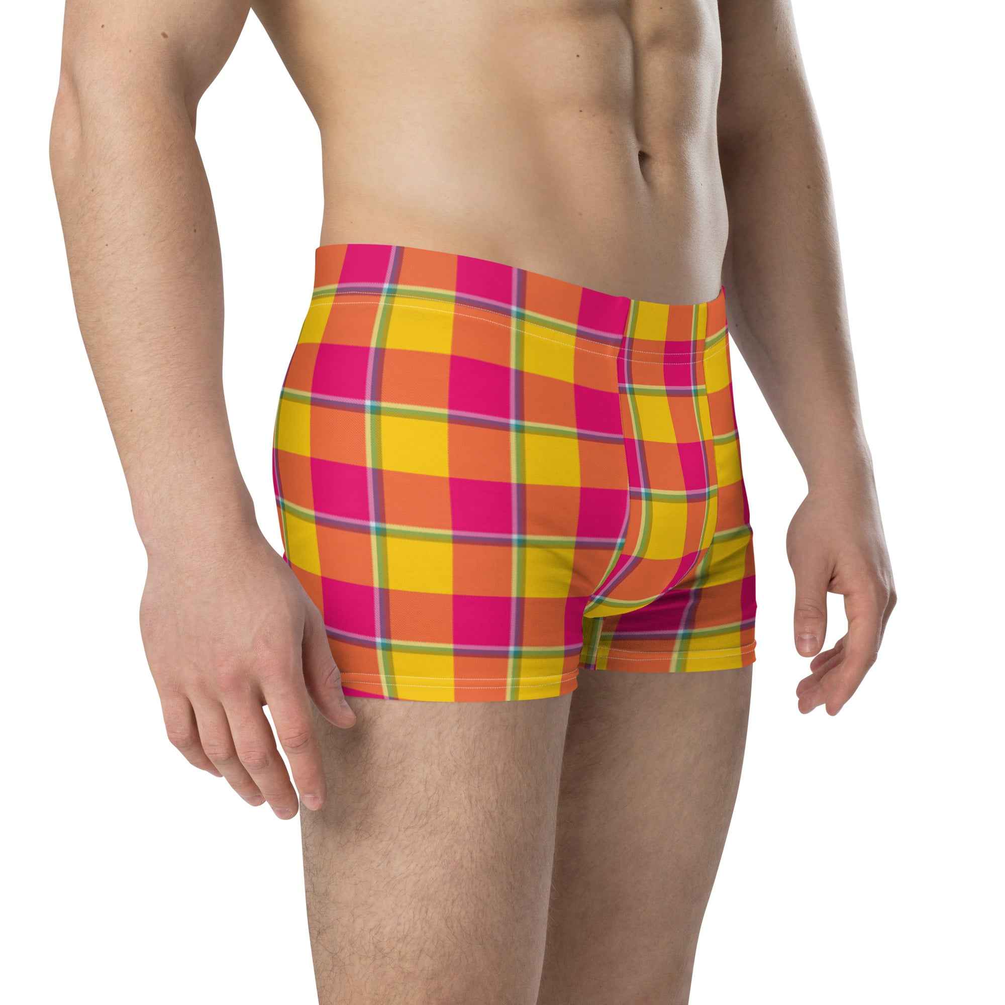 Corn and Razzmatazz Plaid Boxer Briefs - Scottish Squares