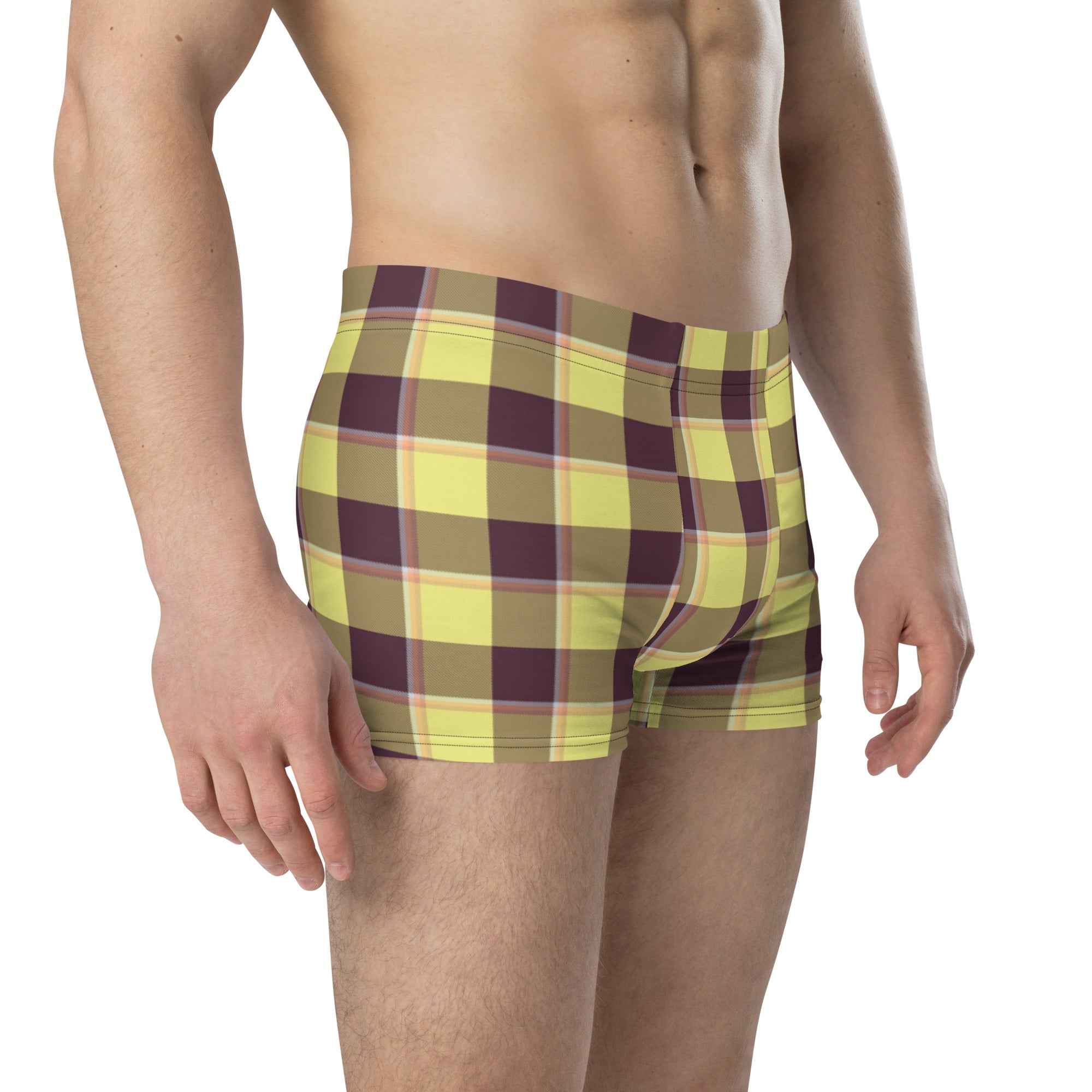 Flax and Livid Brown Plaid Boxer Briefs - Scottish Squares