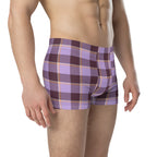 Light Wisteria and Livid Brown Plaid Boxer Briefs - Scottish Squares