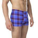 Cornflower Blue and Livid Brown Plaid Boxer Briefs - Scottish Squares