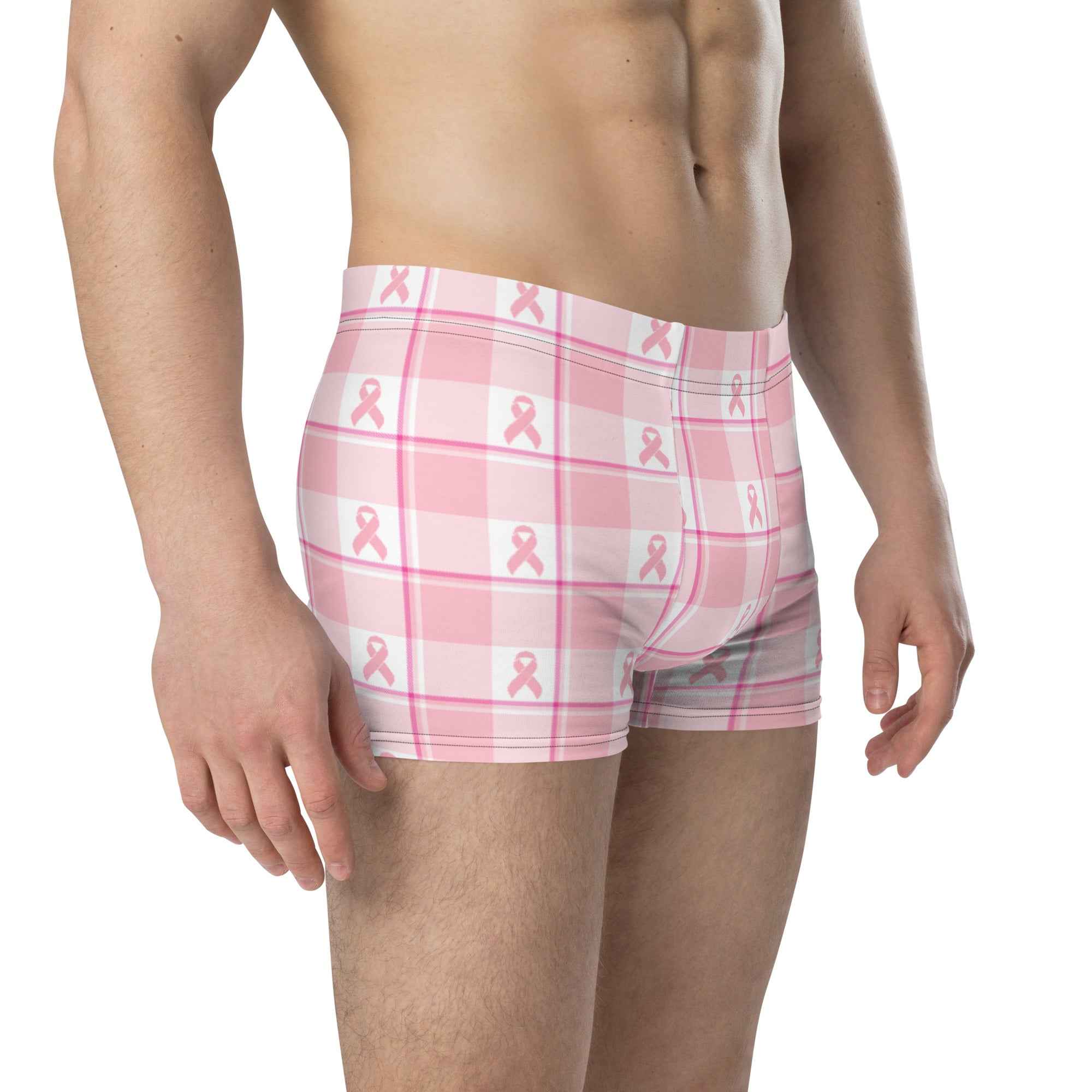 Boxer Briefs Breast Cancer Awareness Plaid - Scottish Squares