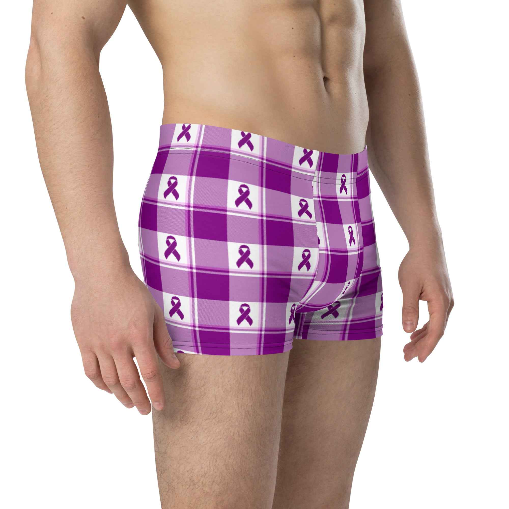 Boxer Briefs Pancreatic Cancer Awareness Plaid - Scottish Squares