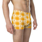 Boxer Briefs Kidney Cancer Awareness Plaid, Orange Ribbon, Supportive Gift - Scottish Squares