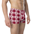 Boxer Briefs Multiple Myeloma Cancer Awareness, Burgundy Ribbon, Supportive Gift - Scottish Squares