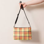 Personalized Crossbody Bag Claystone and Morning Mist Plaid - Scottish Squares