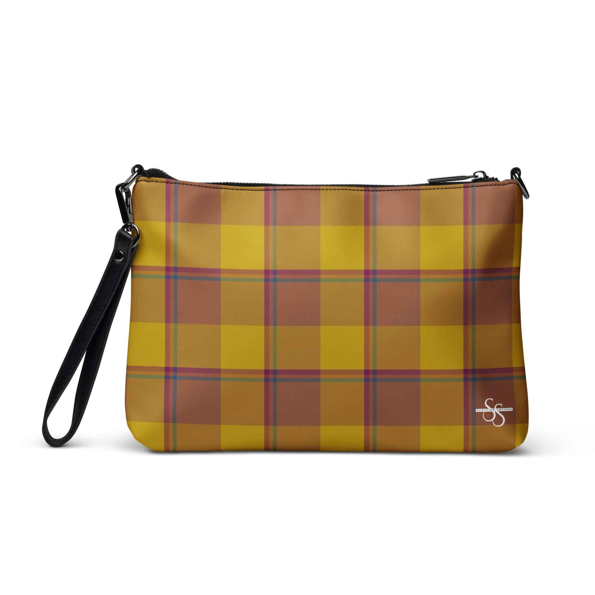 Personalized Crossbody Bag Potters Clay and Pizza Plaid - Scottish Squares