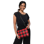 Personalized Crossbody Bag Red Ribbon and Heavy Metal Plaid - Scottish Squares