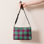 Personalized Crossbody Bag Ocean Green and Mulberry Wood Plaid - Scottish Squares