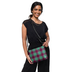 Personalized Crossbody Bag Ocean Green and Mulberry Wood Plaid - Scottish Squares