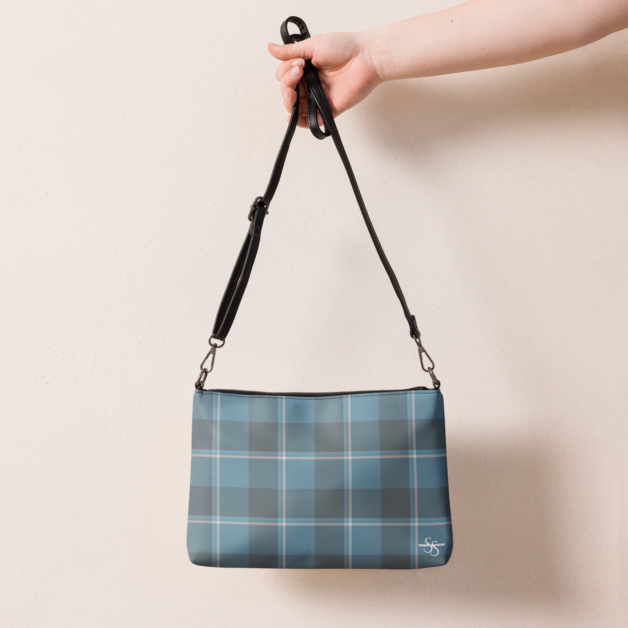 Personalized Crossbody Bag Hoki and Shuttle Gray Plaid - Scottish Squares