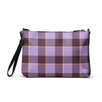 Personalized Crossbody Bag Light Wisteria and Livid Brown Plaid - Scottish Squares