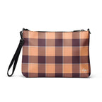Personalized Crossbody Bag Hit Pink and Livid Brown Plaid - Scottish Squares