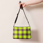 Personalized Crossbody Bag Electric Lime and Livid Brown Plaid - Scottish Squares