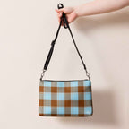 Personalized Crossbody Bag Blizzard Blue and Livid Brown Plaid - Scottish Squares