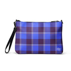 Personalized Crossbody Bag Cornflower Blue and Livid Brown Plaid - Scottish Squares