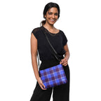 Personalized Crossbody Bag Cornflower Blue and Livid Brown Plaid - Scottish Squares