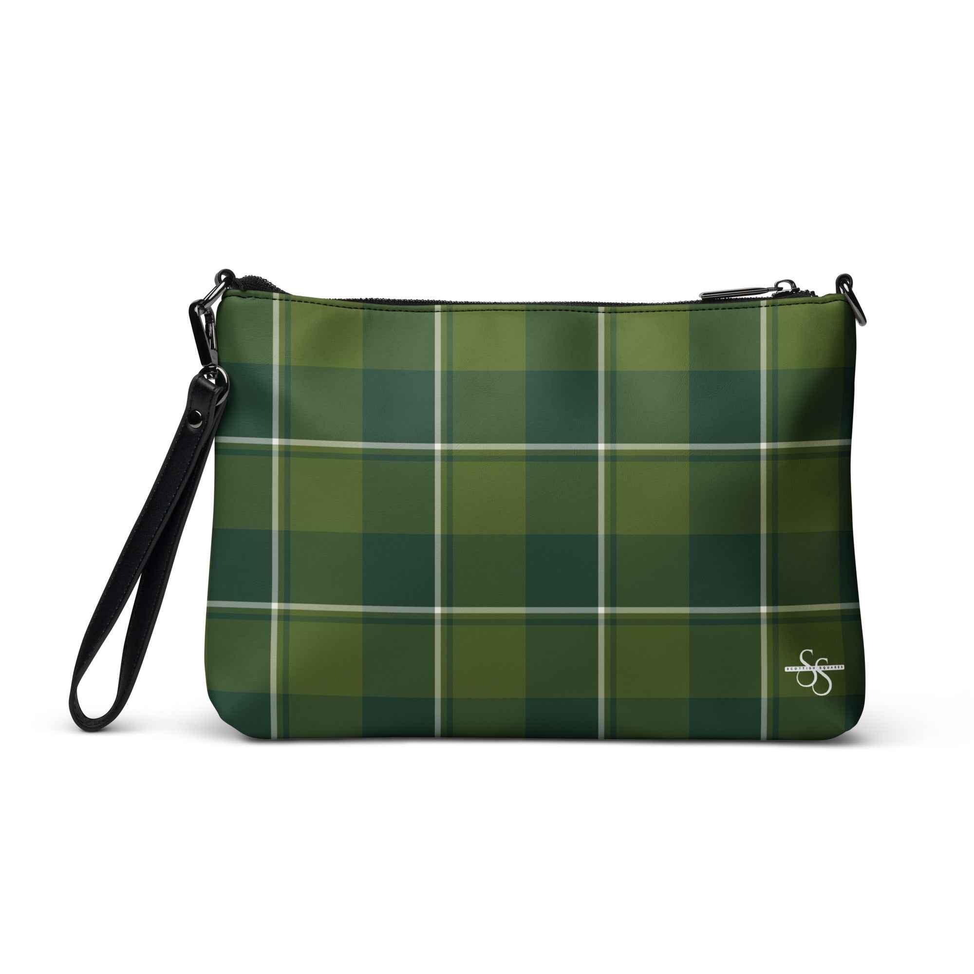 Personalized Crossbody Bag Woodland and Evergreen Plaid - Scottish Squares