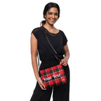 Personalized Crossbody Bag Red Ribbon and Heavy Metal Plaid - Scottish Squares