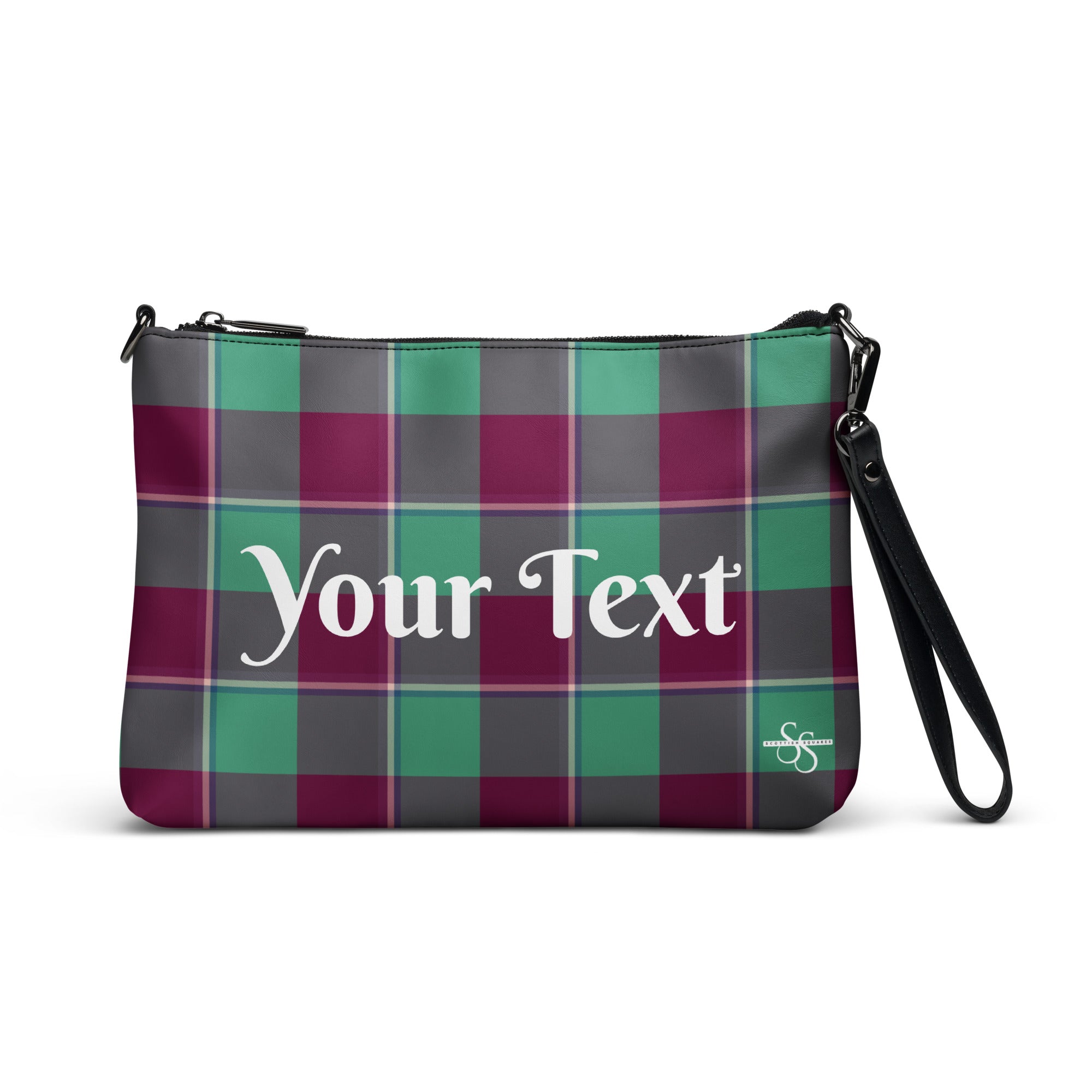 Personalized Crossbody Bag Ocean Green and Mulberry Wood Plaid Default Title - Scottish Squares