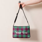Personalized Crossbody Bag Ocean Green and Mulberry Wood Plaid - Scottish Squares