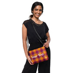 Personalized Crossbody Bag Tahiti Gold and Rose Bud Cherry Plaid - Scottish Squares