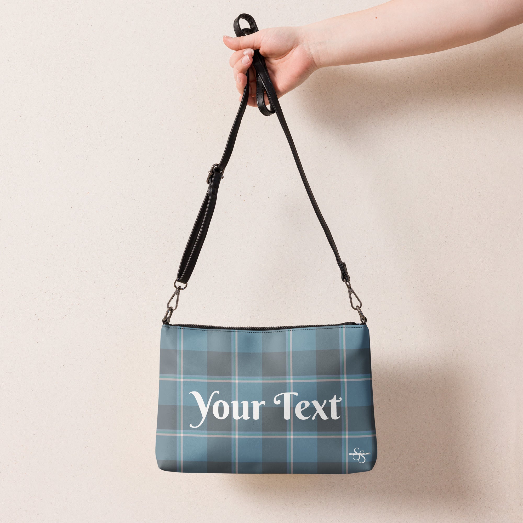 Personalized Crossbody Bag Hoki and Shuttle Gray Plaid - Scottish Squares