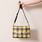 Personalized Crossbody Bag Flax and Livid Brown Plaid - Scottish Squares
