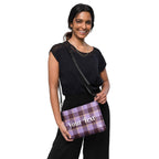 Personalized Crossbody Bag Light Wisteria and Livid Brown Plaid - Scottish Squares
