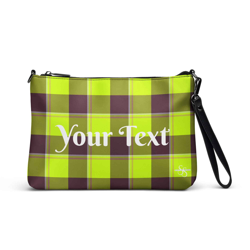 Personalized Crossbody Bag Electric Lime and Livid Brown Plaid Default Title - Scottish Squares