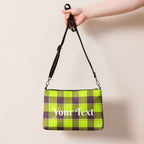 Personalized Crossbody Bag Electric Lime and Livid Brown Plaid - Scottish Squares