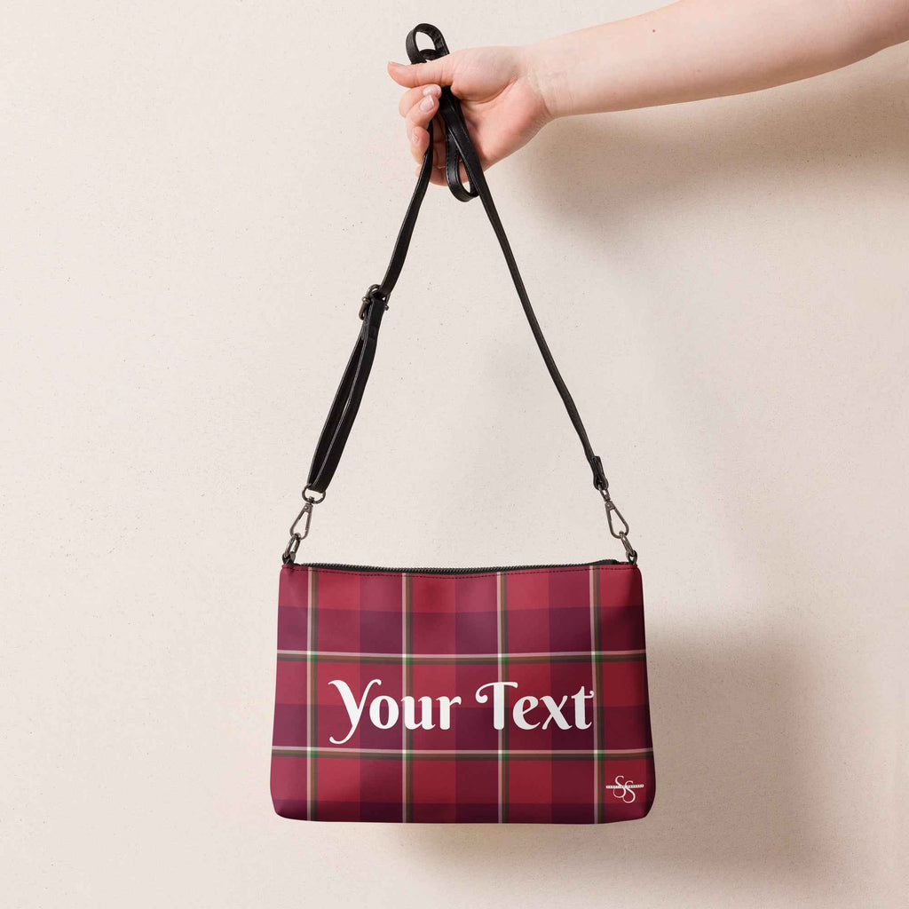 Personalized Crossbody Bag Old Brick and Cab Sav Plaid - Scottish Squares