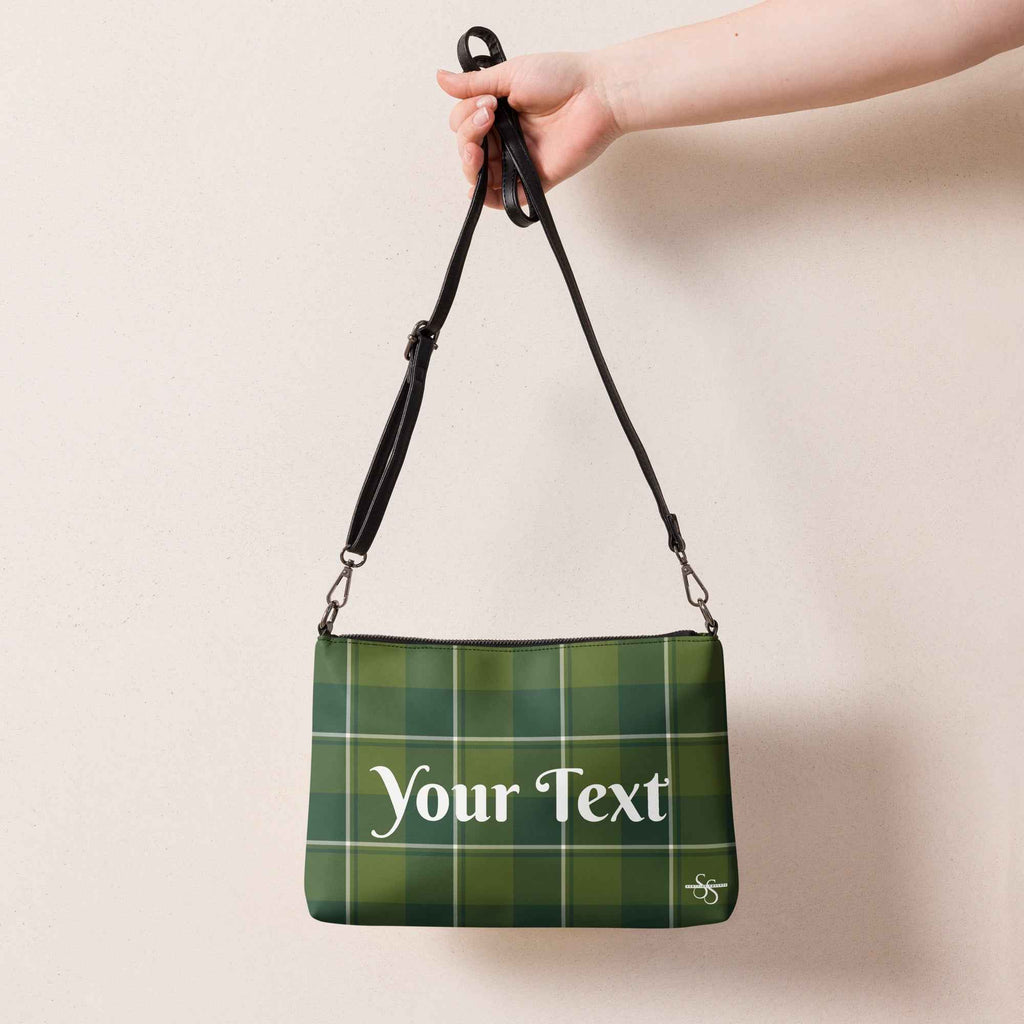Personalized Crossbody Bag Woodland and Evergreen Plaid - Scottish Squares