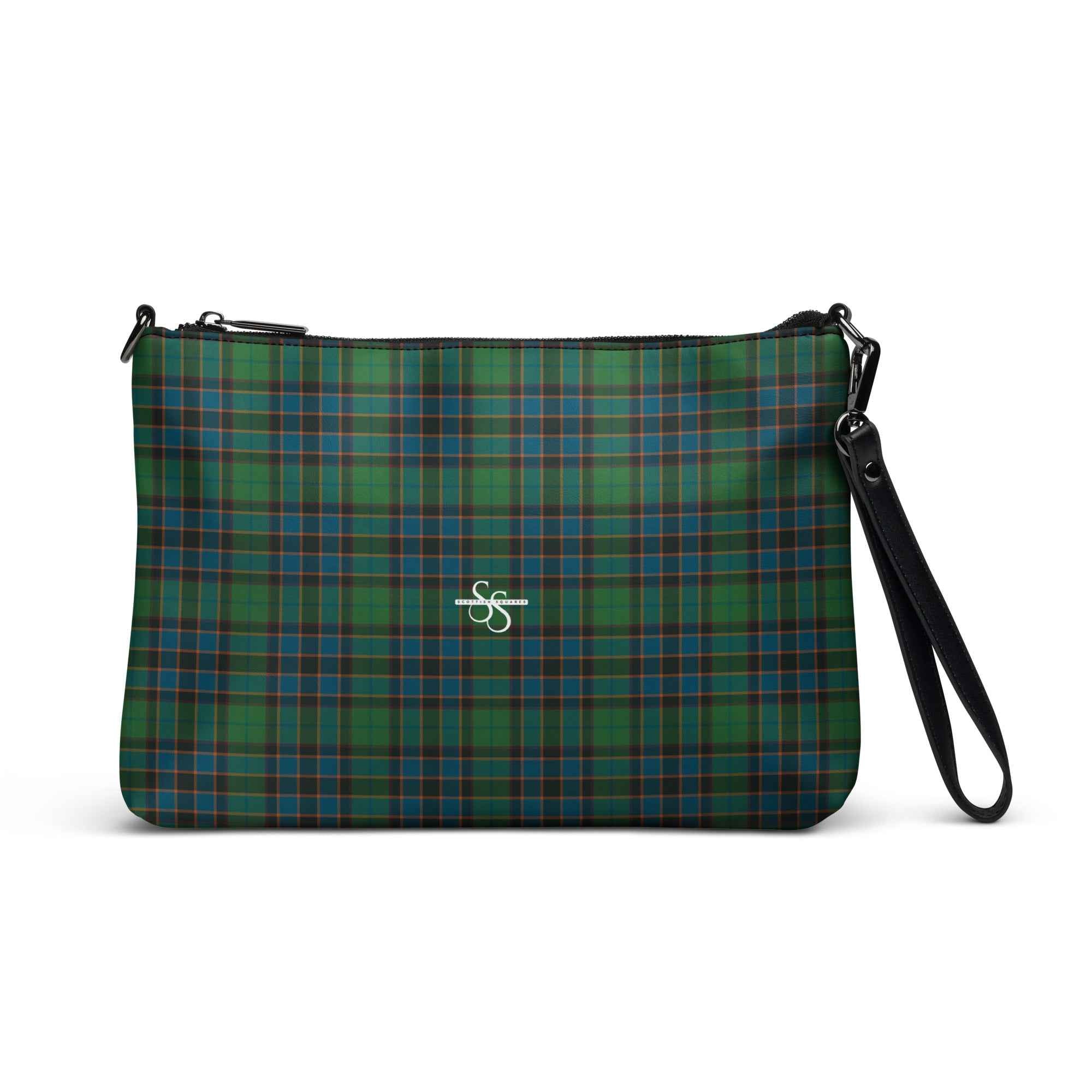Crossbody Bag Green Blue Orange Plaid Tartan