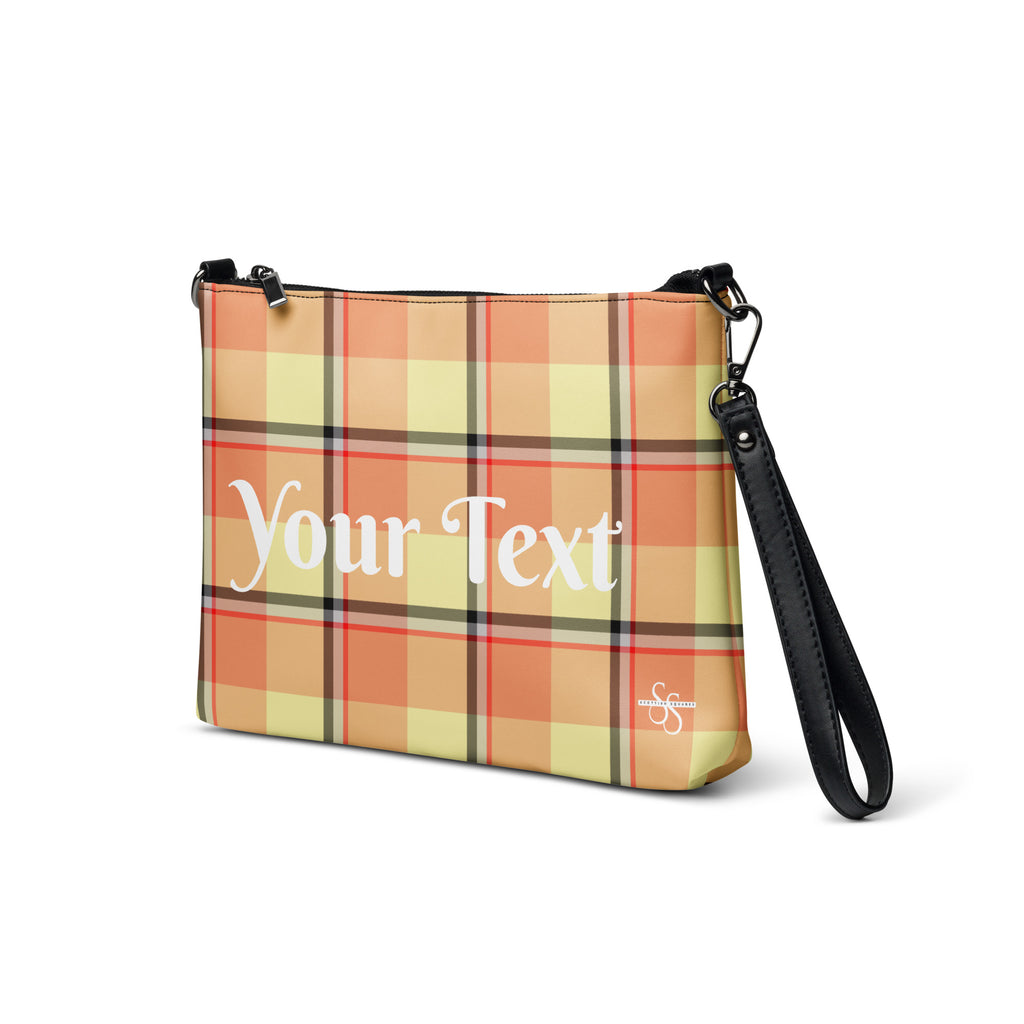 Personalized Crossbody Bag Claystone and Morning Mist Plaid - Scottish Squares