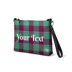 Personalized Crossbody Bag Ocean Green and Mulberry Wood Plaid - Scottish Squares