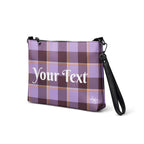 Personalized Crossbody Bag Light Wisteria and Livid Brown Plaid - Scottish Squares