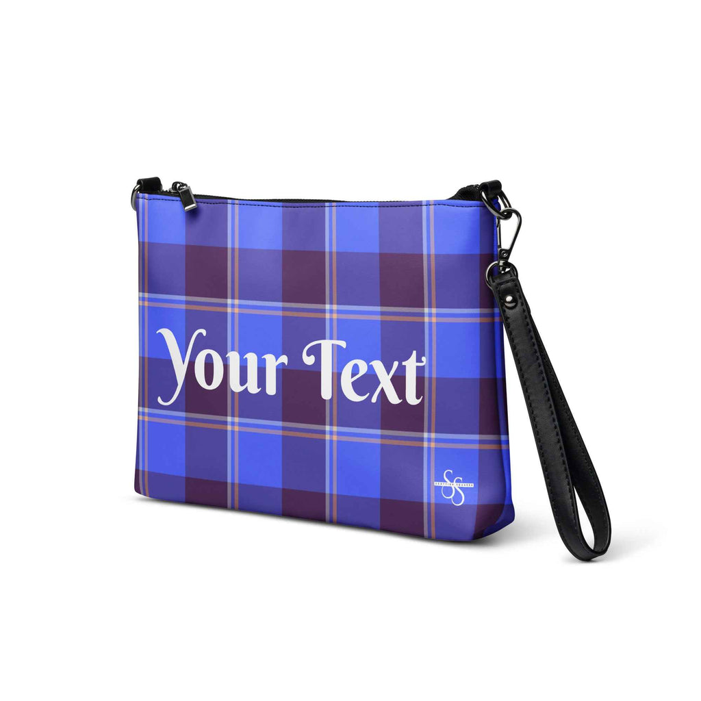 Personalized Crossbody Bag Cornflower Blue and Livid Brown Plaid - Scottish Squares
