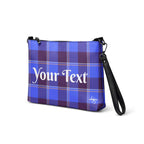 Personalized Crossbody Bag Cornflower Blue and Livid Brown Plaid - Scottish Squares