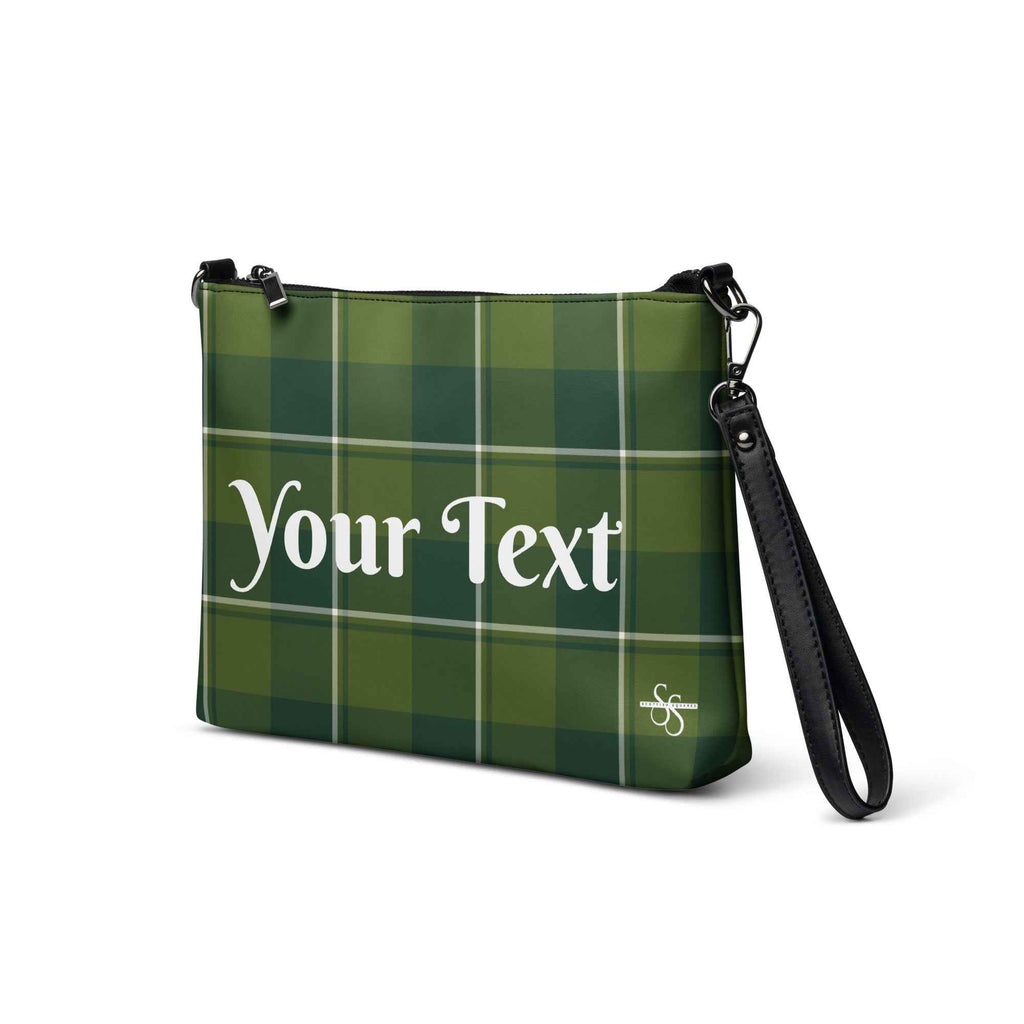 Personalized Crossbody Bag Woodland and Evergreen Plaid - Scottish Squares
