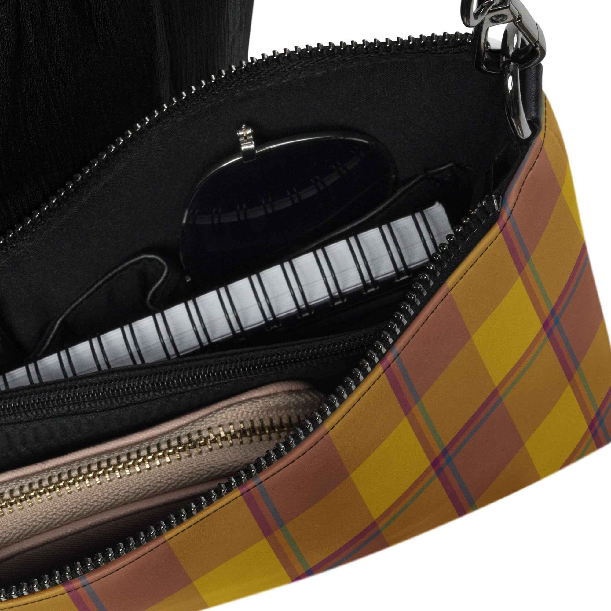 Personalized Crossbody Bag Potters Clay and Pizza Plaid - Scottish Squares