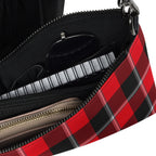Personalized Crossbody Bag Red Ribbon and Heavy Metal Plaid - Scottish Squares